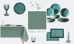 Decoración de mesas en verde menta